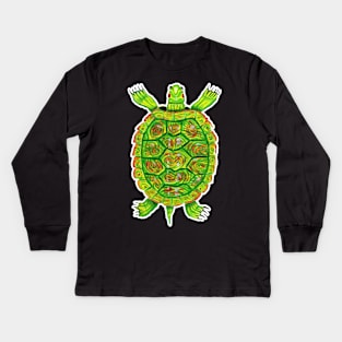 Psychedelic box turtle in acrylic Kids Long Sleeve T-Shirt